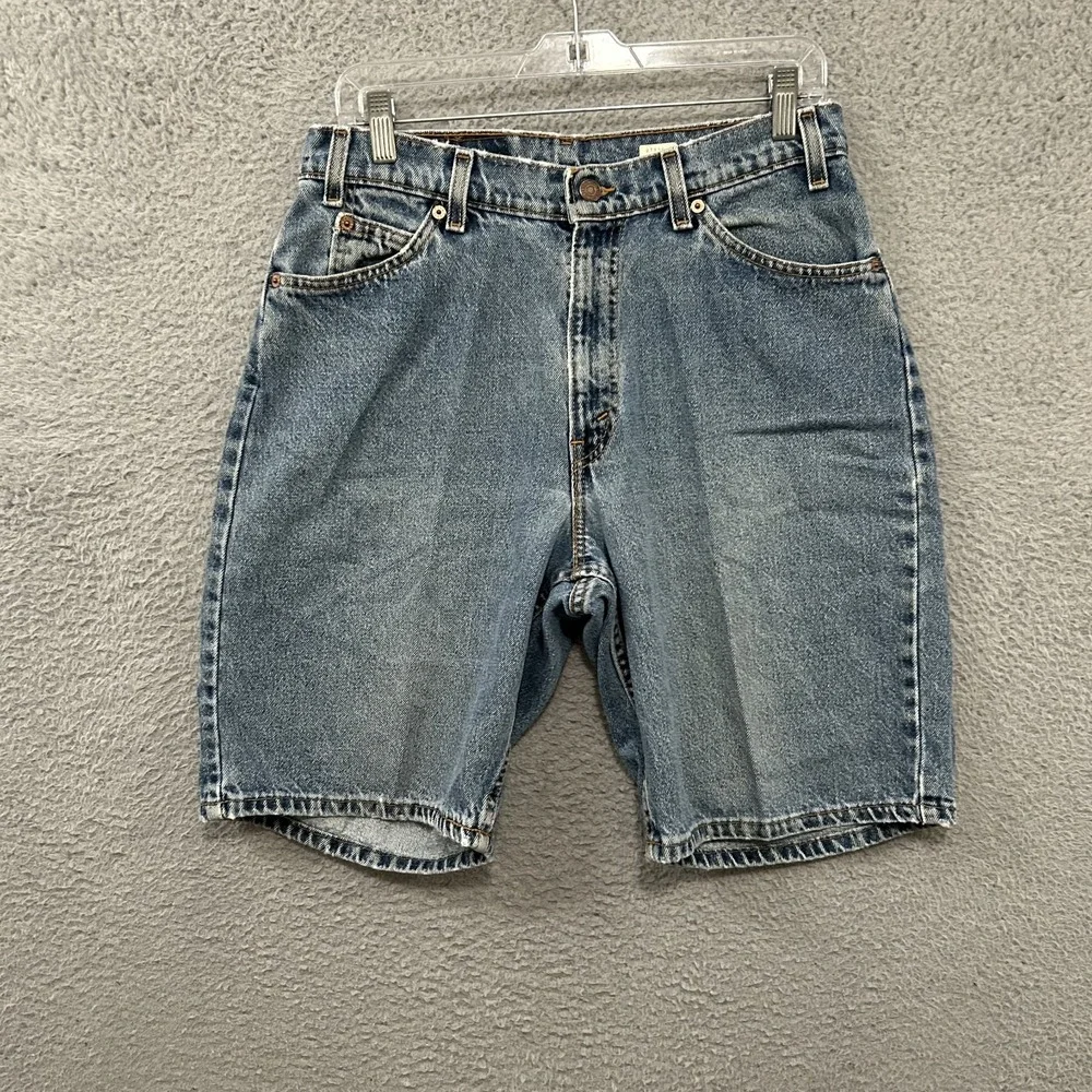 Vintage Levis Shorts Mens 32 Blue Denim 560 Relaxed Orange Tab Bermuda Jorts USA